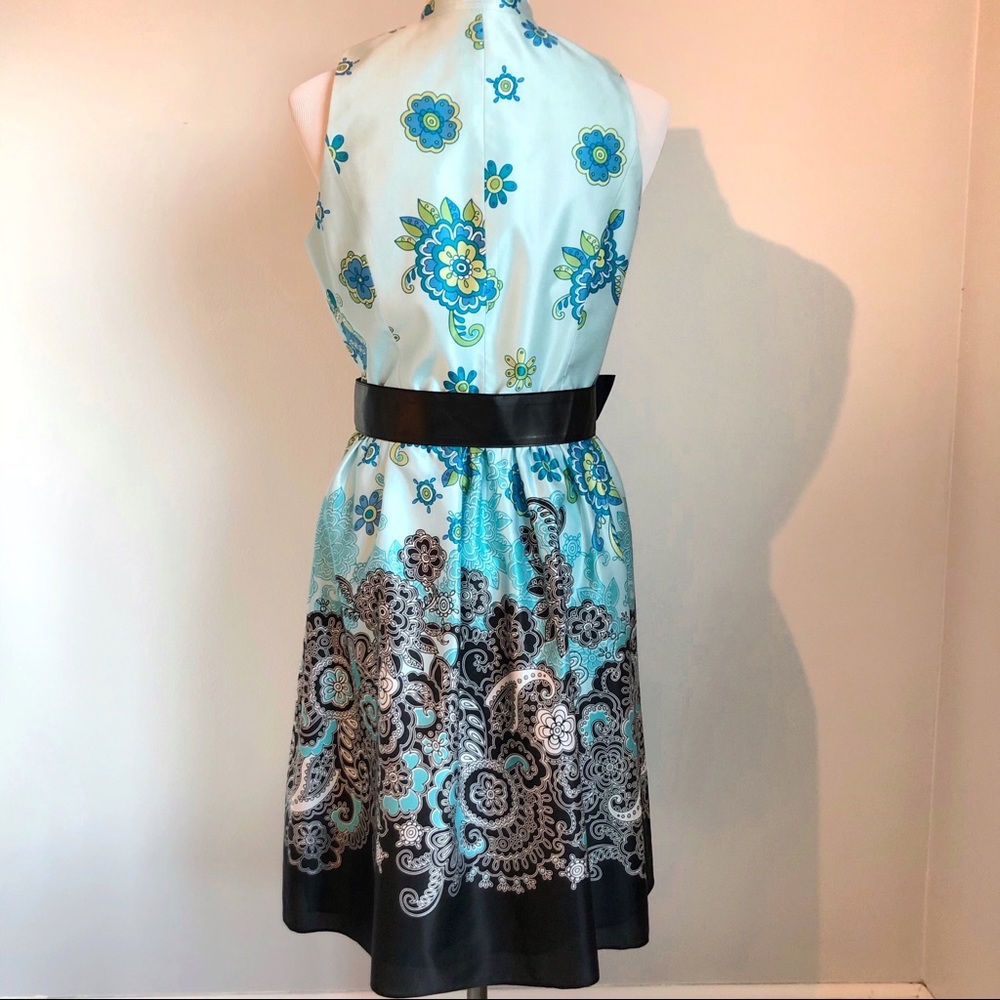 Adrianna Papell Blue Silk Blend Sleeveless Dress, size 8 - Picture 3 of 8